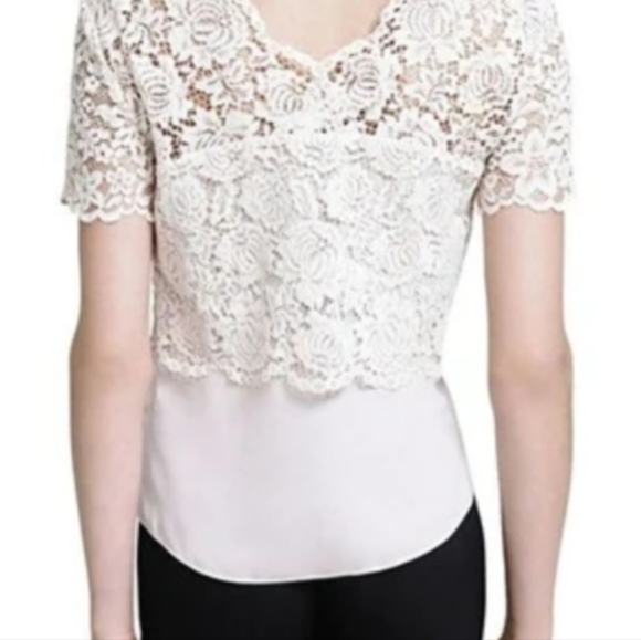 The Kooples Womens Top- Lace Crossover Black Short Sleeve Size 1 or Sz S - Picture 12 of 12